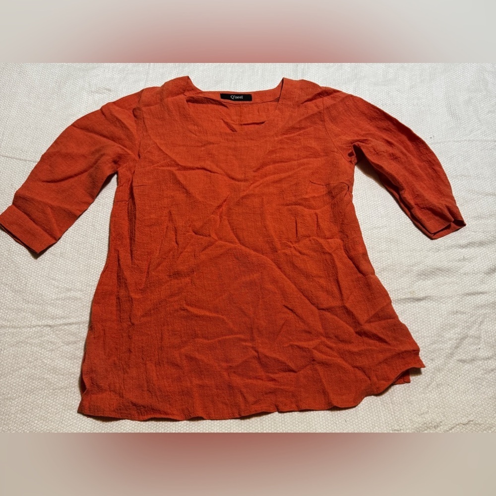 Q’neel Linen Orange Blouse 4